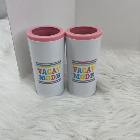Lot of 2 Vacay Mode Slim Beverage Holder Skinny Coolers Beach Pool - Picture 1 of 8